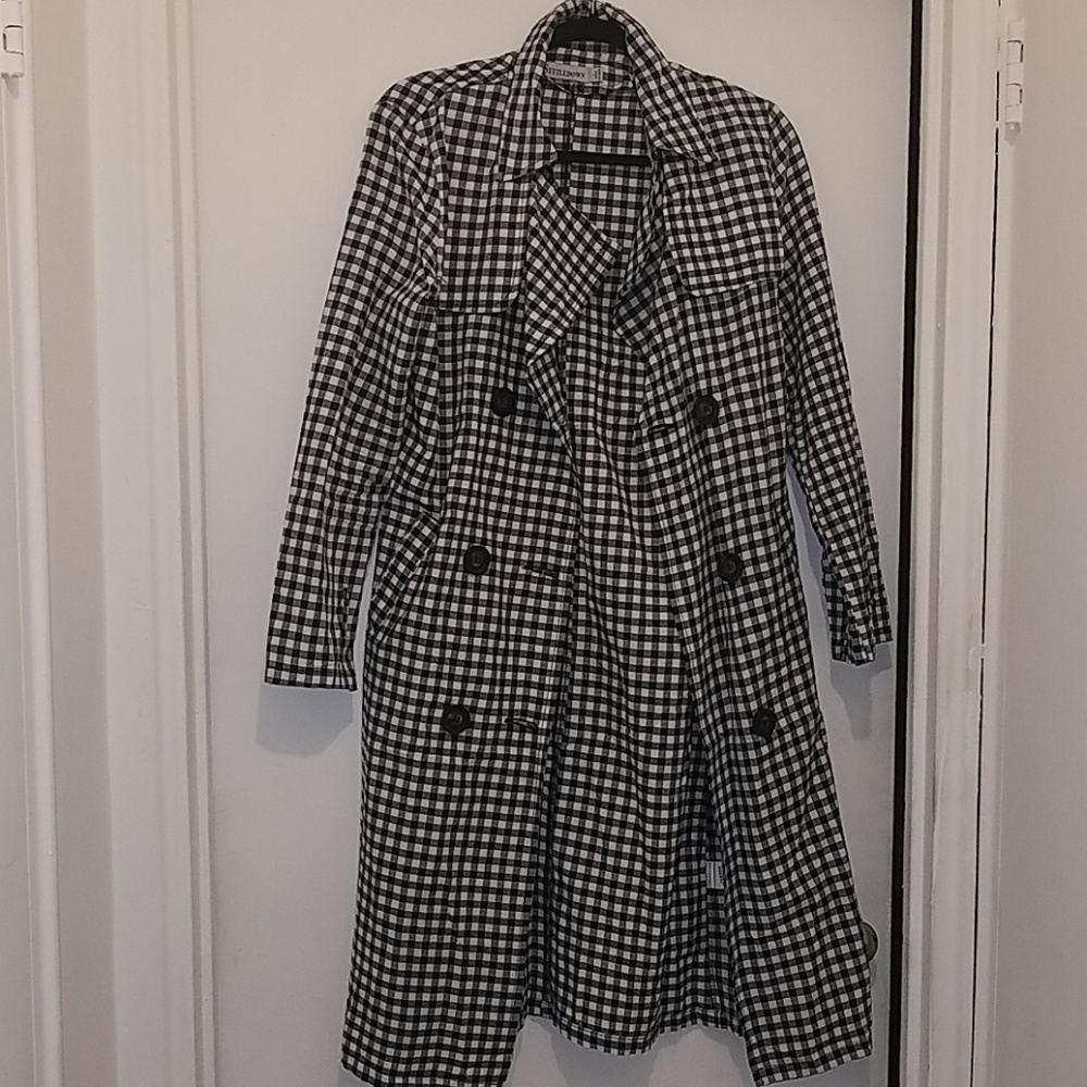 Black & White Checkered Trench Coat